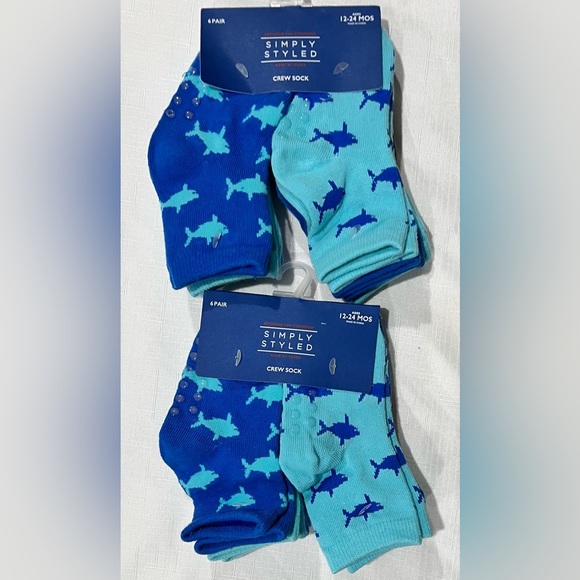 12-24 Month Baby 12 pairs Non Slip Shark Socks 2 packages 12 Pairs of Socks - Picture 3 of 4